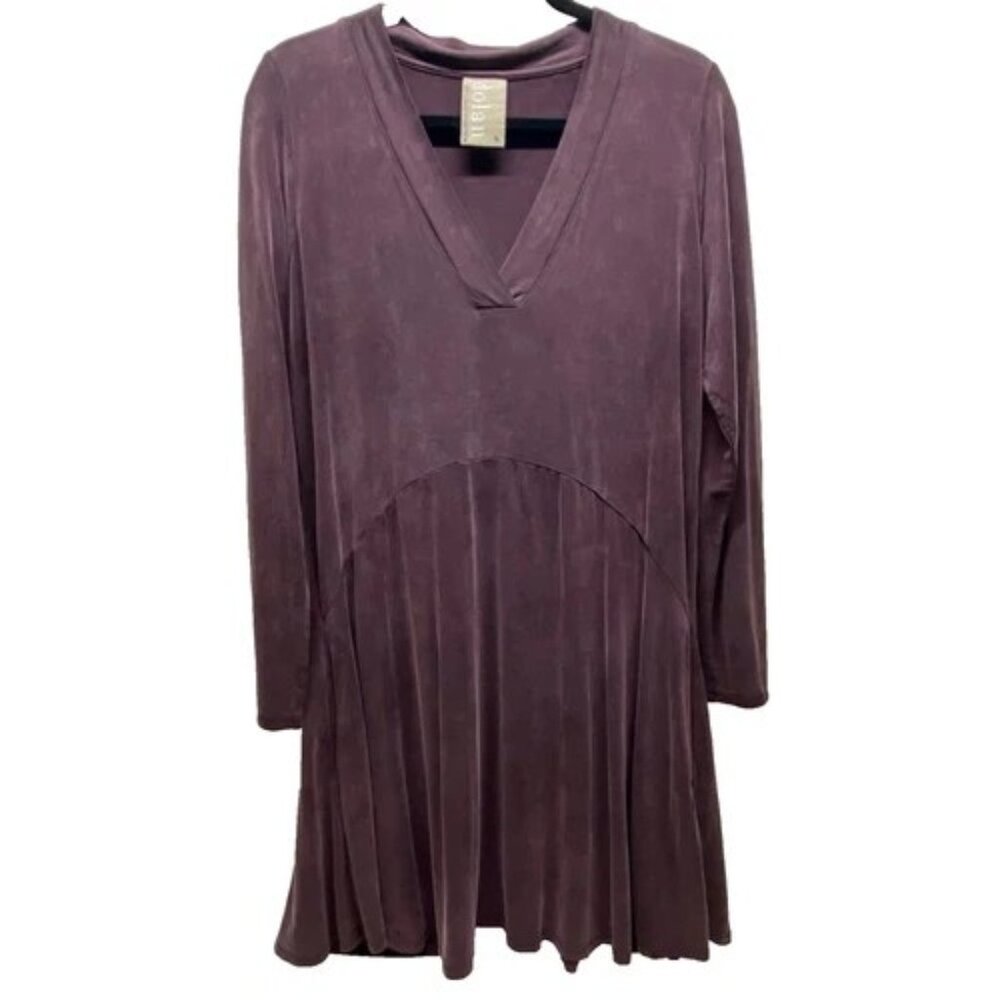 Dolan Left‎ Coast Collection Dress Women's Medium Dark Plum V-Neck Cupro Swing